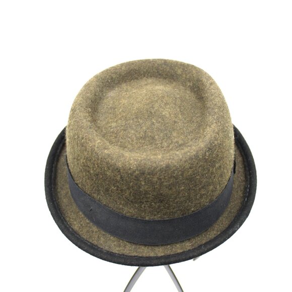Dasmarca Tony Melange Wool Felt MOD Style Rude Boy Porkpie Hat Army Green - Picture 2 of 8